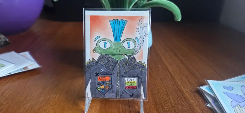 Rock the Frog aceo art card
