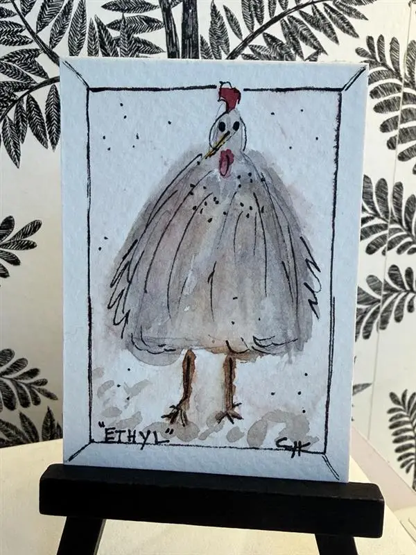Ethyl the Chicken aceo art card