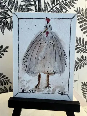 Ethyl the Chicken aceo art card thumbnail 1