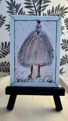Ethyl the Chicken aceo art card thumbnail 3