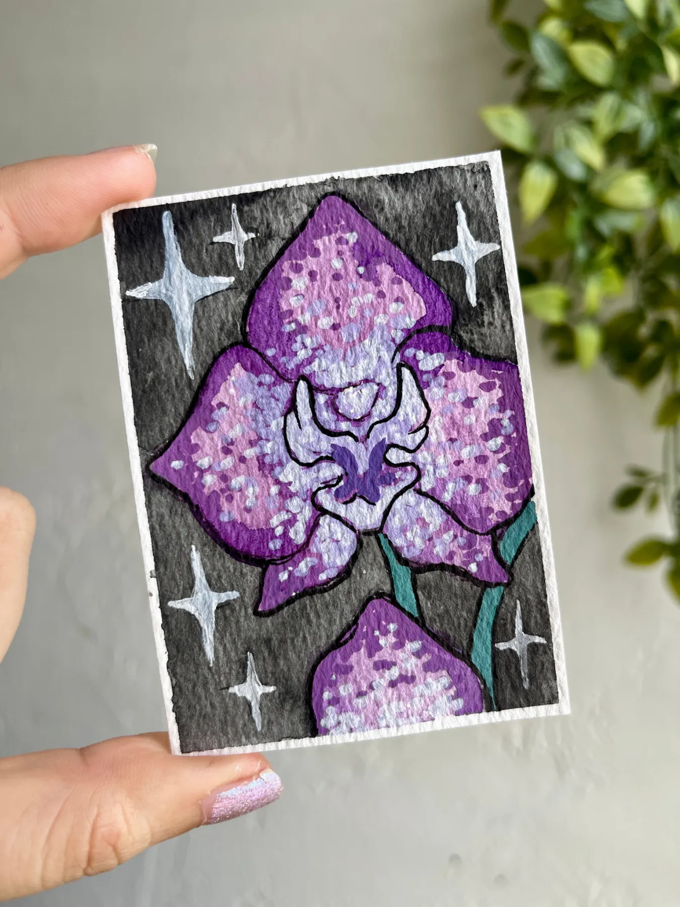 Purple Orchid aceo art card