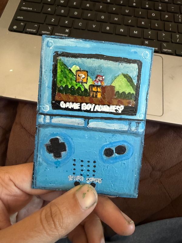 Double Sided Gameboy with Super Mario game by AThingCalledWhimsy aceo art card