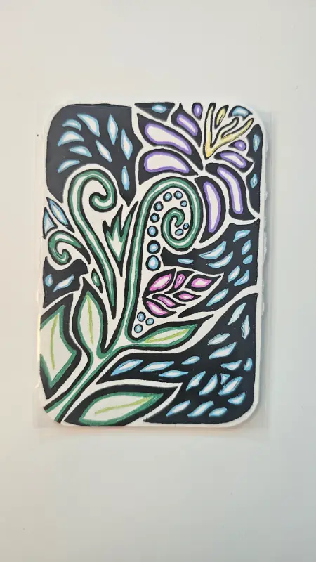 Stained Glass Flower aceo art card