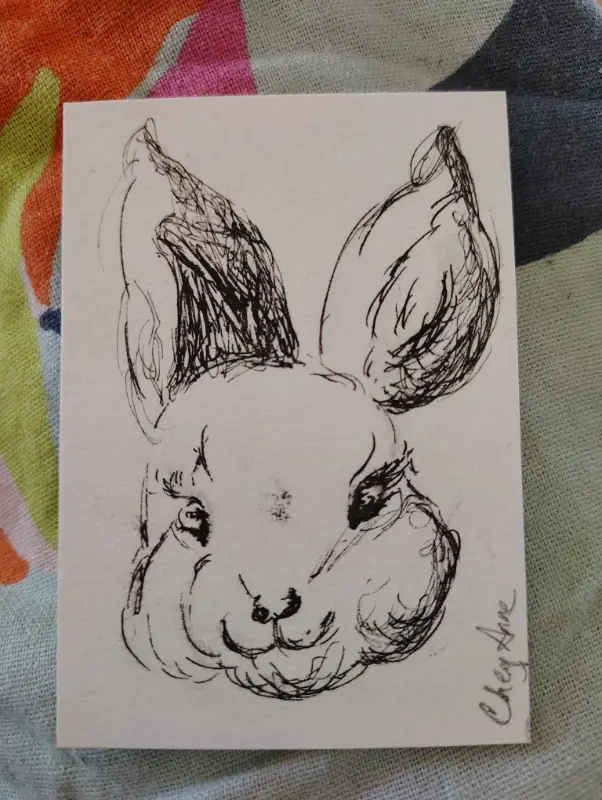 Rabbit Bunny ACEO by CheyAnne pen n ink aceo art card