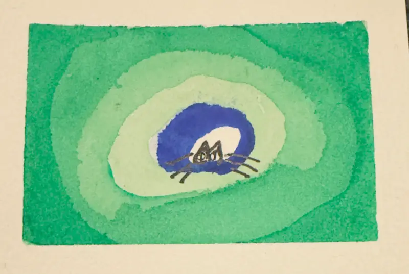 Hidden Haven is an original ACEO watercolor painting, the 5th in the Tiny Portals of Wonder series. aceo art card