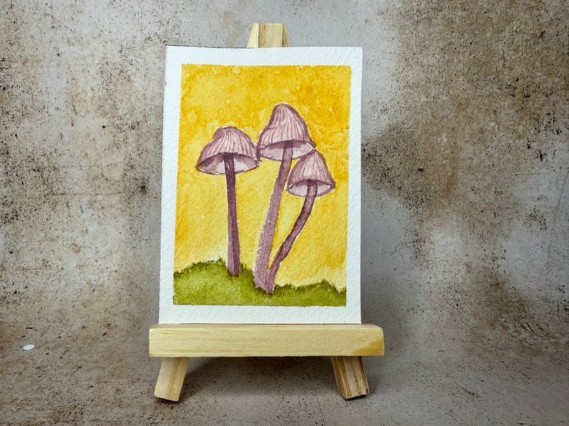 Mushrooms aceo art card
