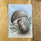 ACEO Original Watercolor Mushroom aceo art card