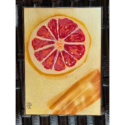 Blood Orange and Cinnamon: Good Vibes aceo art card thumbnail 2