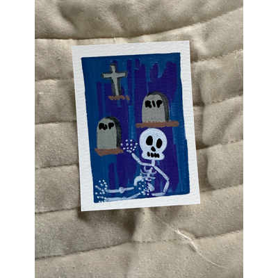Whimsical Halloween 4,5, and 6 aceo art card thumbnail 2