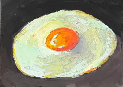 Fried Egg 1 aceo art card thumbnail 2
