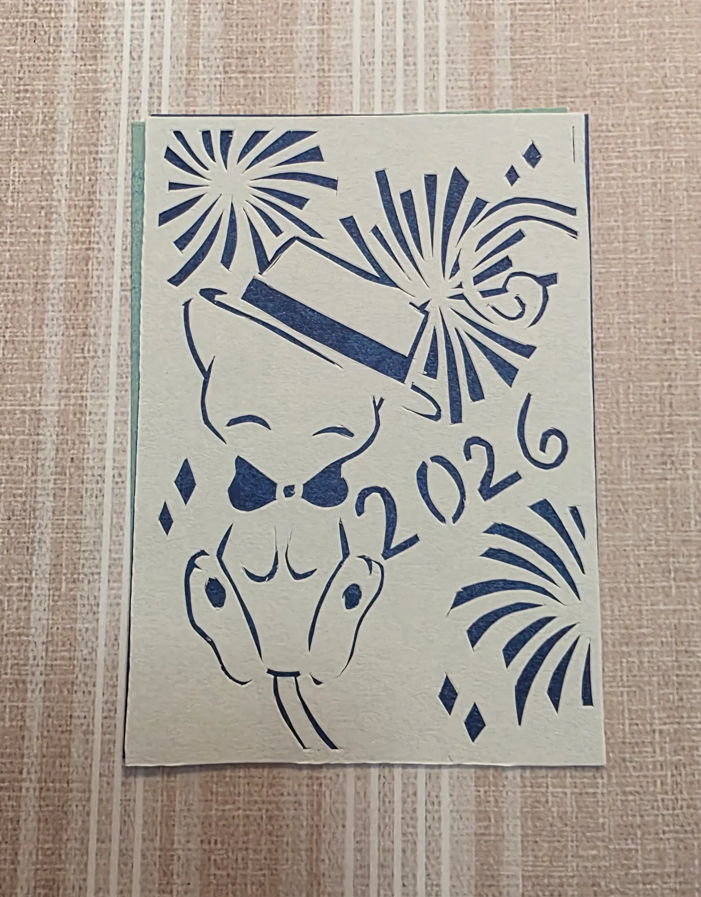 Original aceo. Papercut mew with 3 background colors. aceo art card