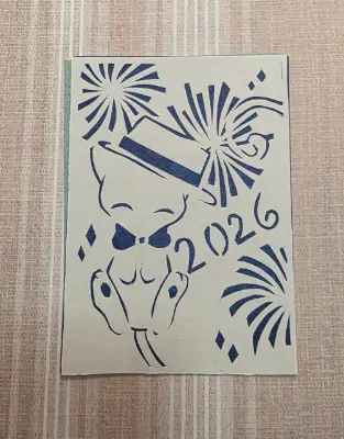 Original aceo. Papercut mew with 3 background colors. aceo art card thumbnail 1