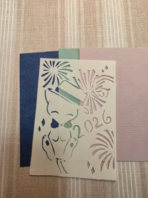 Original aceo. Papercut mew with 3 background colors. aceo art card thumbnail 2
