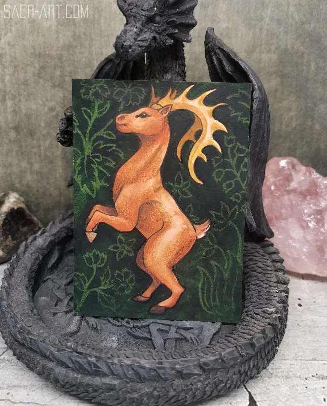 Deer Tapestry - Original ACEO aceo art card