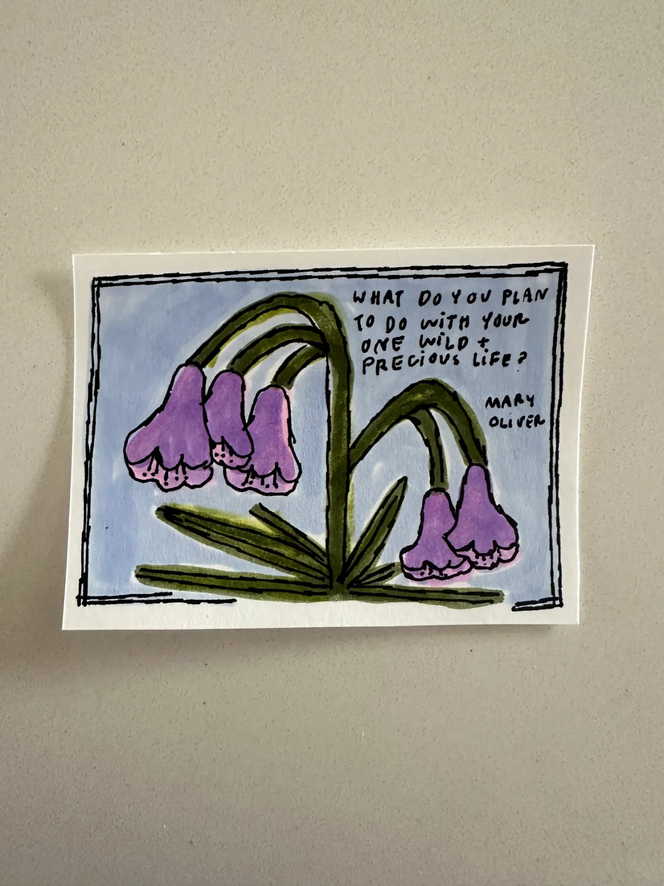 Mary Oliver Flowers aceo art card