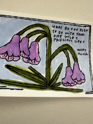 Mary Oliver Flowers aceo art card thumbnail 2