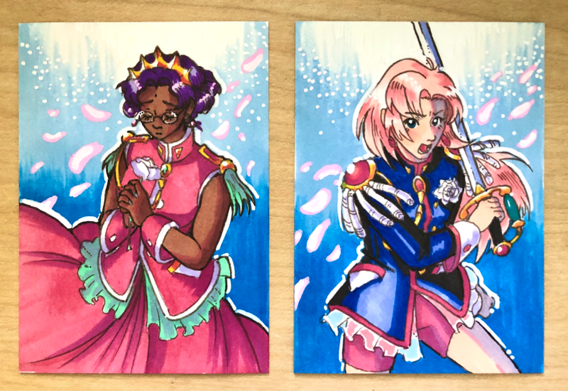 “Anthy Himemiya” and “Utena Tenjou” aceo art card