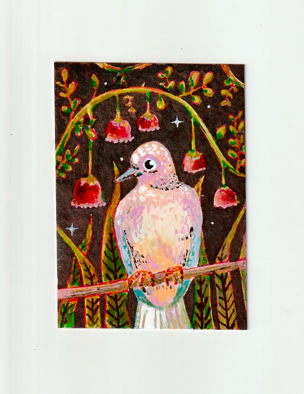 Dove in the Evening aceo art card