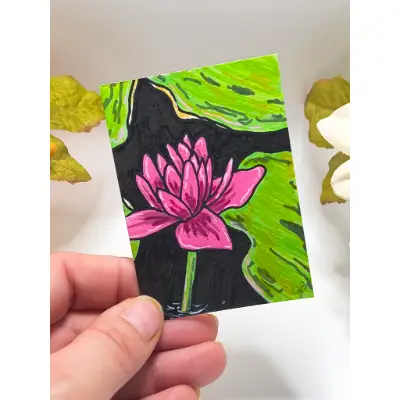 Lotus Serenity aceo art card thumbnail 2