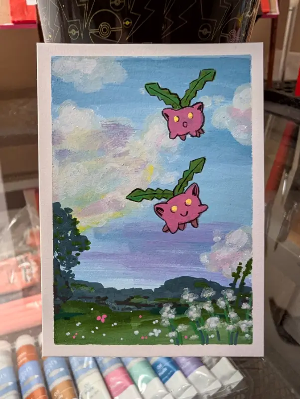 Cute pokemon Hoppip aceo art card