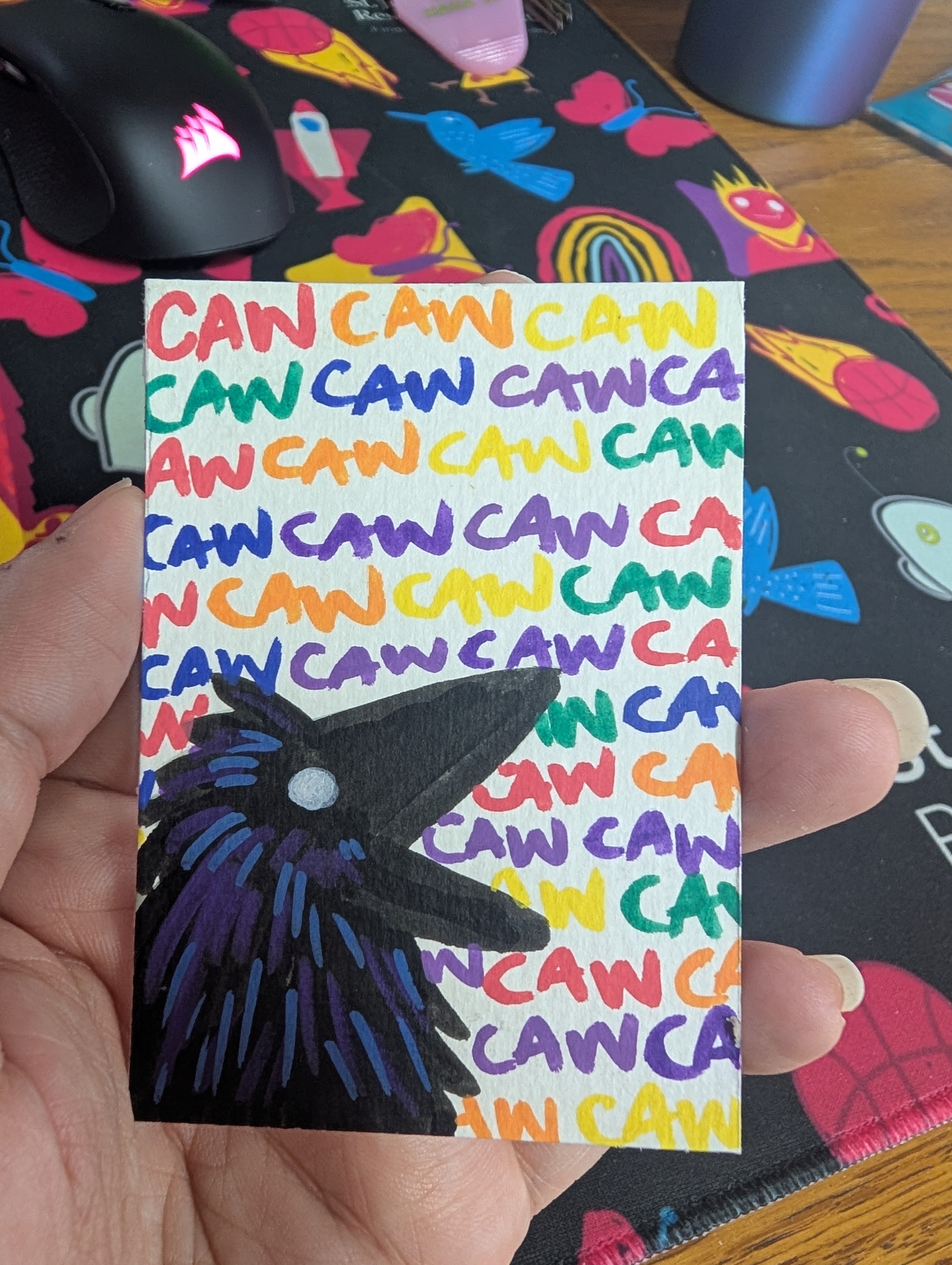 Chatty Crow aceo art card