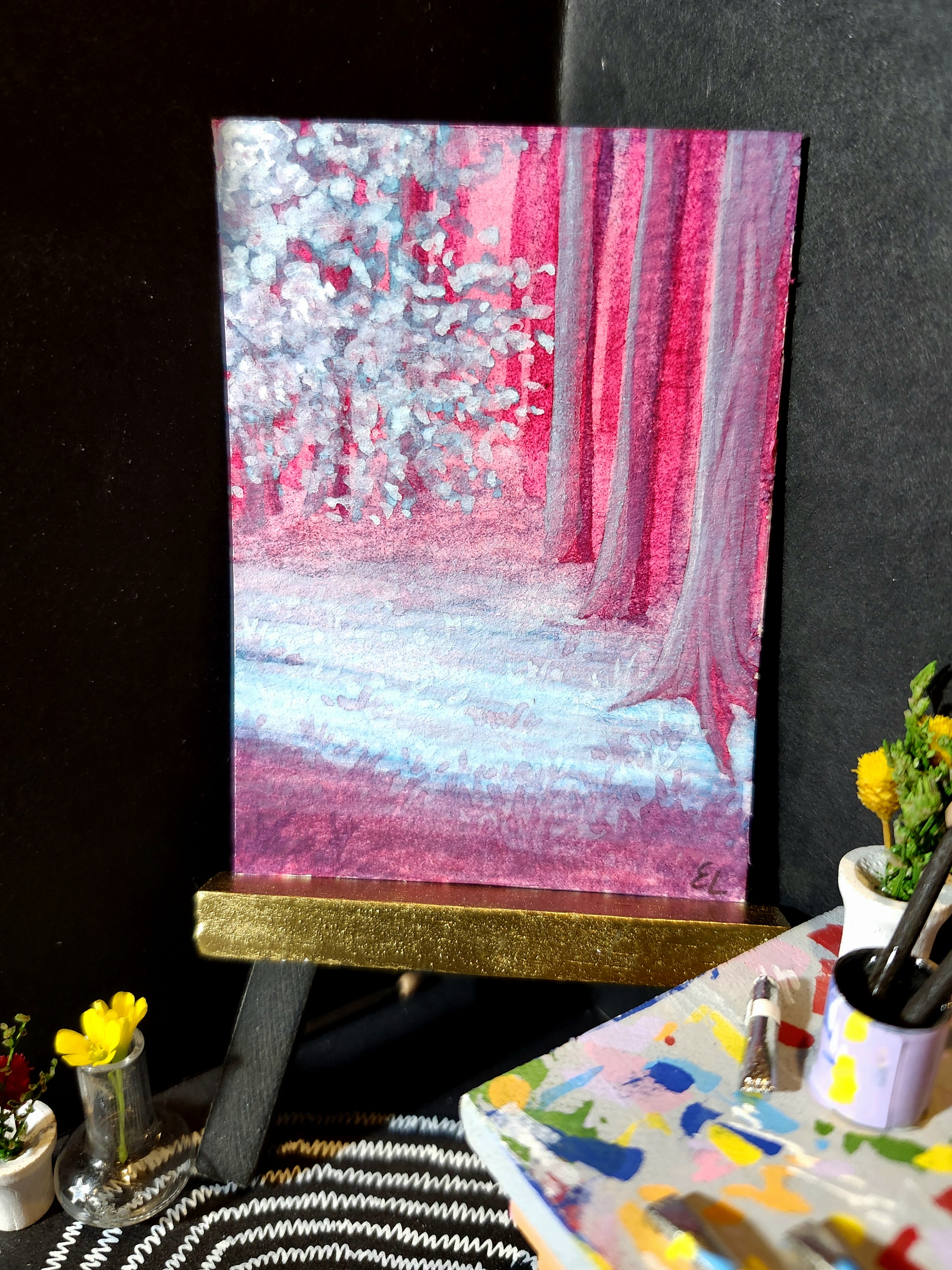 Rosy Forest aceo art card