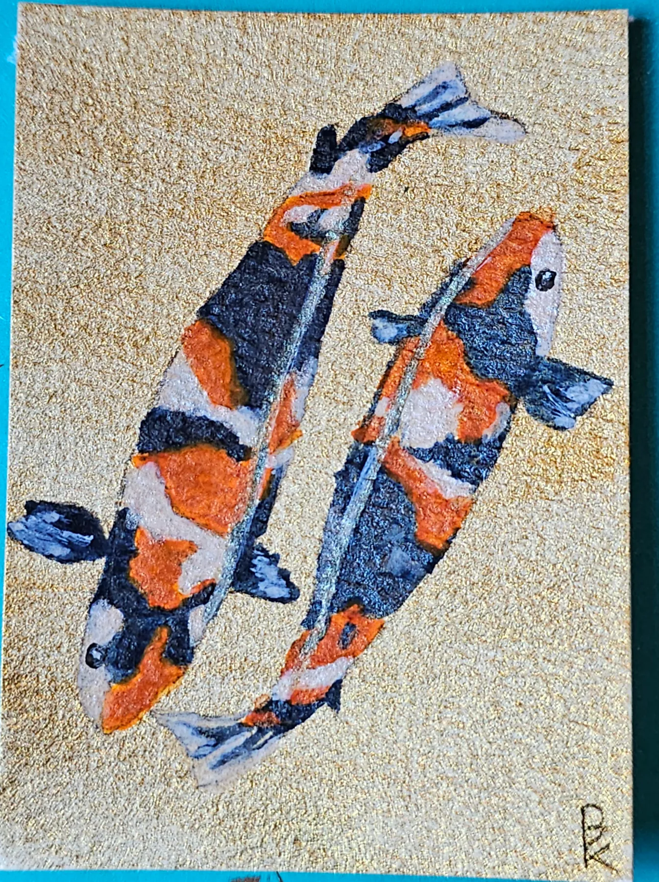 Pair of Koi aceo art card
