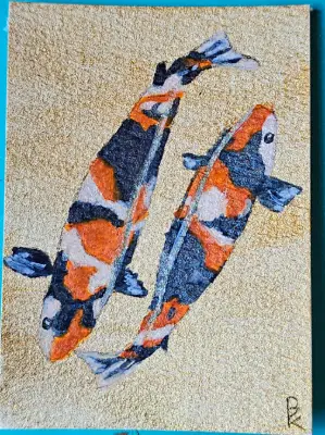 Pair of Koi aceo art card thumbnail 1