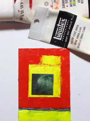 Blueberry original art mixed media acrylic painting collage ACEO aceo art card thumbnail 3