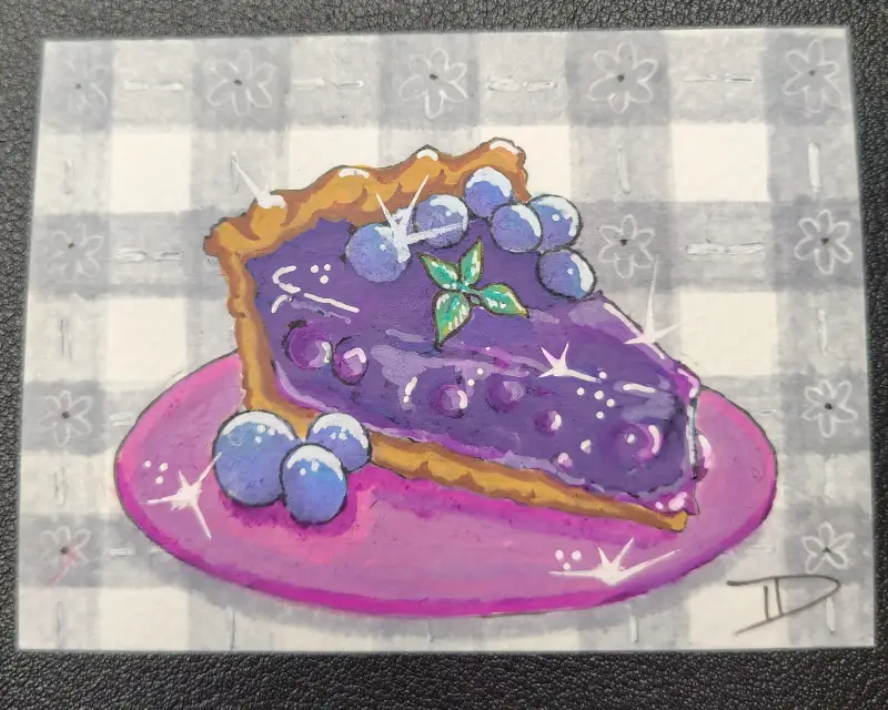 Blueberry Picnic aceo art card