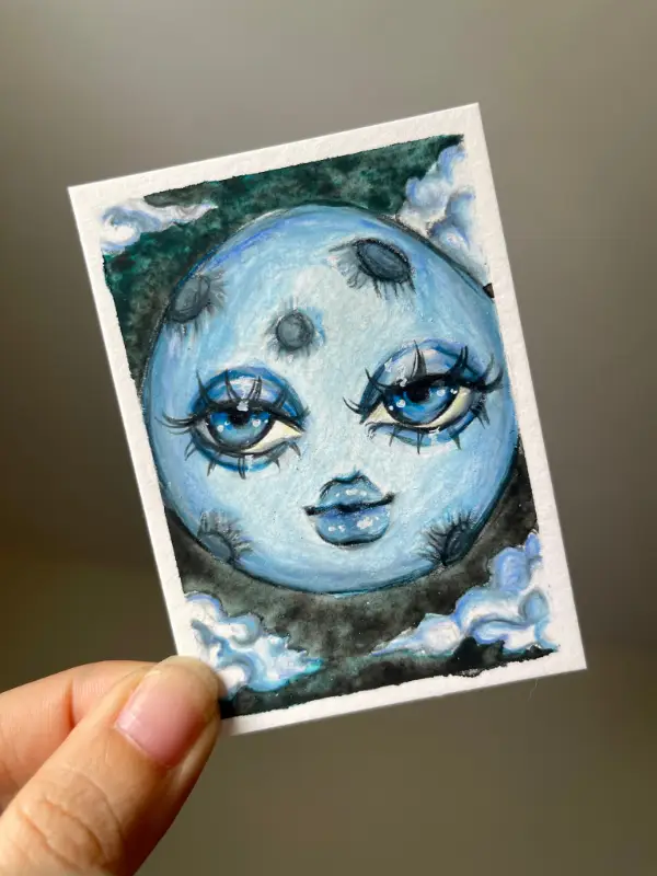 Pretty Moon aceo art card