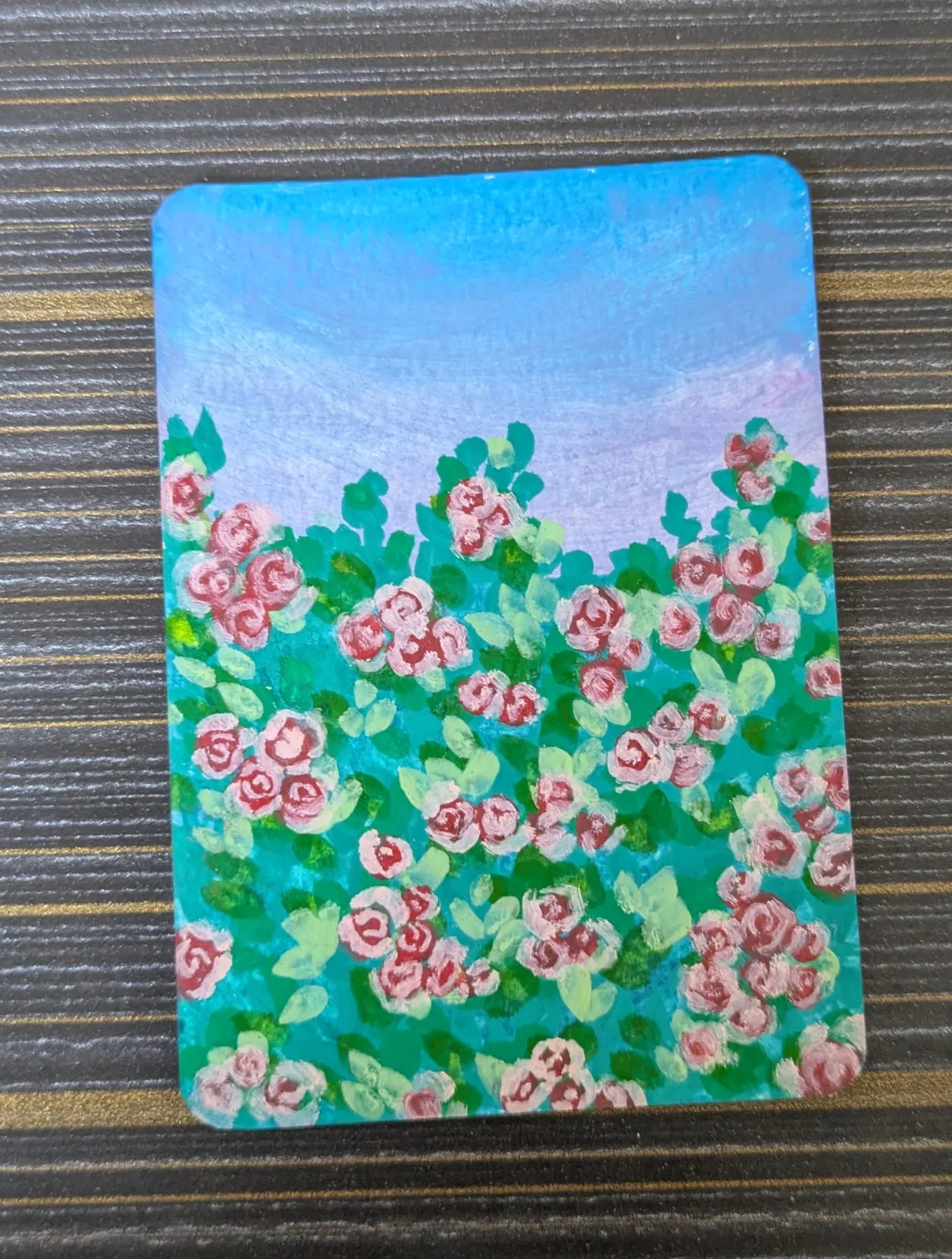 Rose Bush at Twilight aceo art card