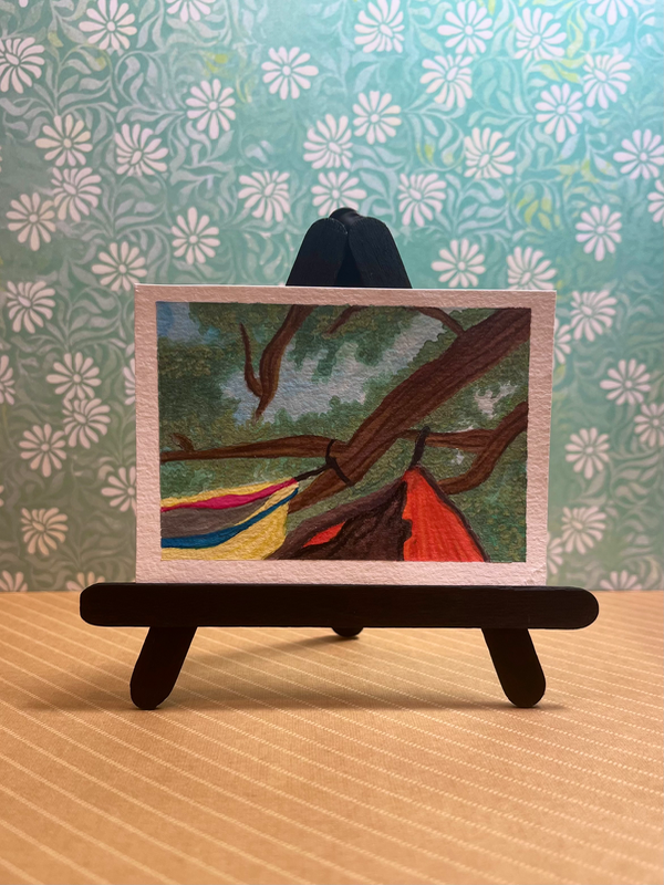 Napping in the Trees aceo art card