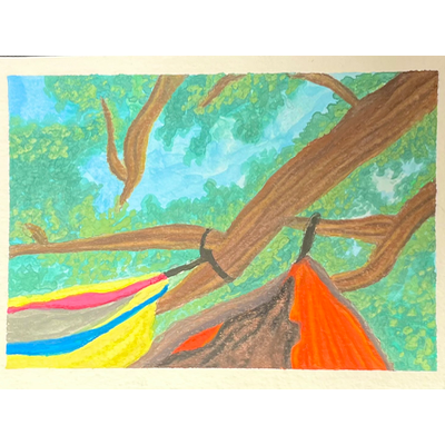 Napping in the Trees aceo art card thumbnail 2