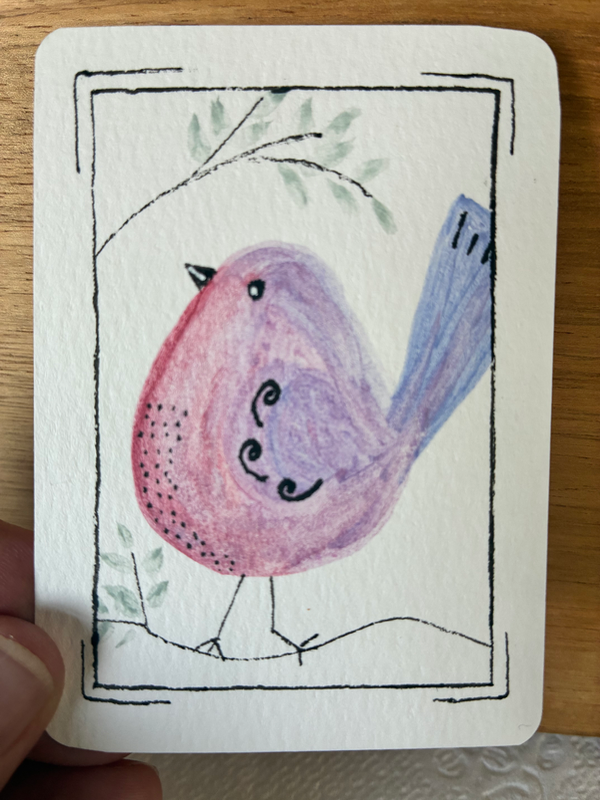 Whimsical Bird aceo art card