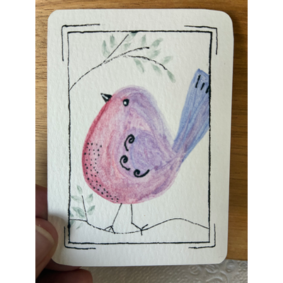 Whimsical Bird aceo art card thumbnail 1