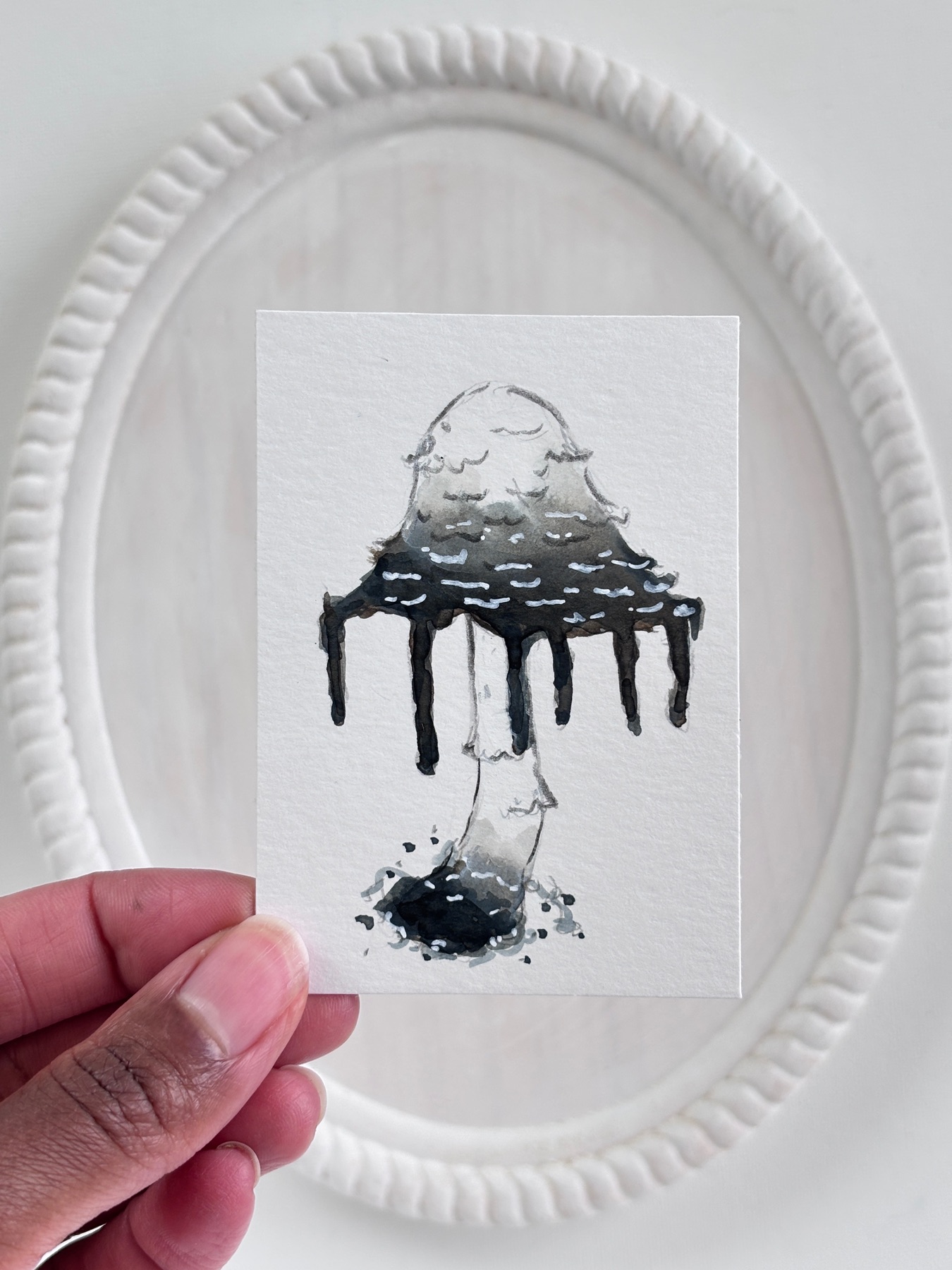 Inky Cap Mushroom 2 aceo art card