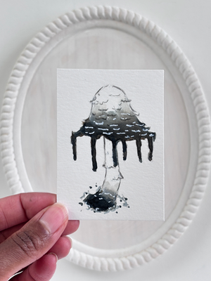 Inky Cap Mushroom 2 aceo art card thumbnail 1