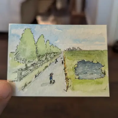 A Walk in the Park aceo art card thumbnail 3