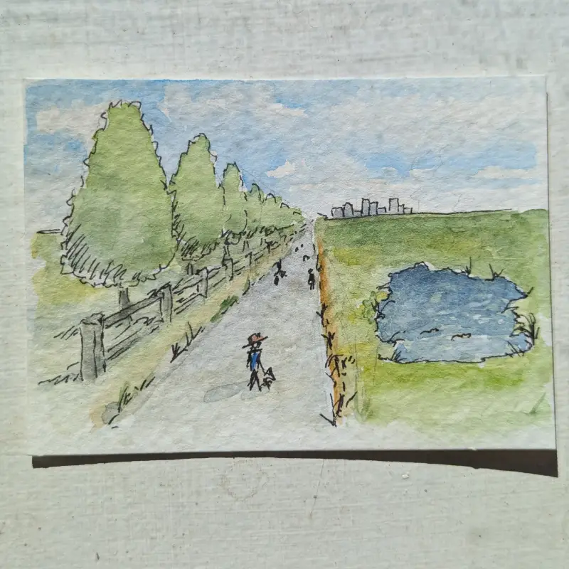 A Walk in the Park aceo art card