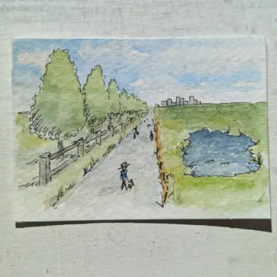 A Walk in the Park aceo art card thumbnail 1