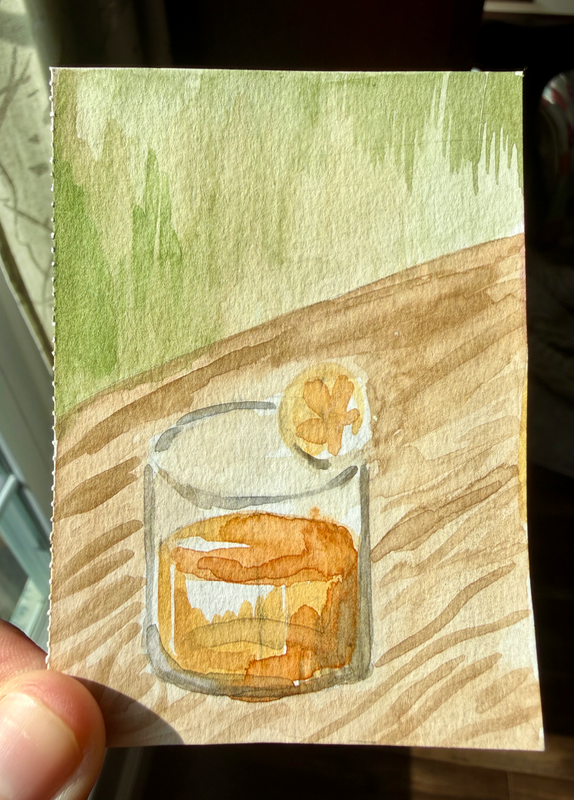 Whiskey Glass Original ACEO | Happy Hour Collection #2 | Miniature Watercolor Painting | KootStudios aceo art card