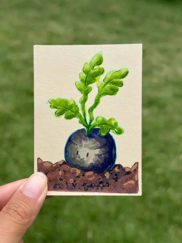 Nero Tondo Radish aceo art card
