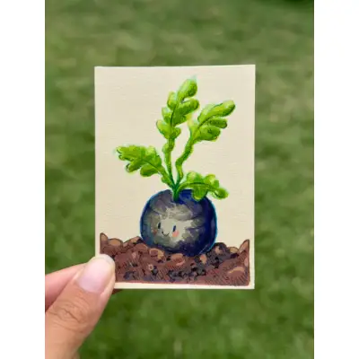 Nero Tondo Radish aceo art card thumbnail 1