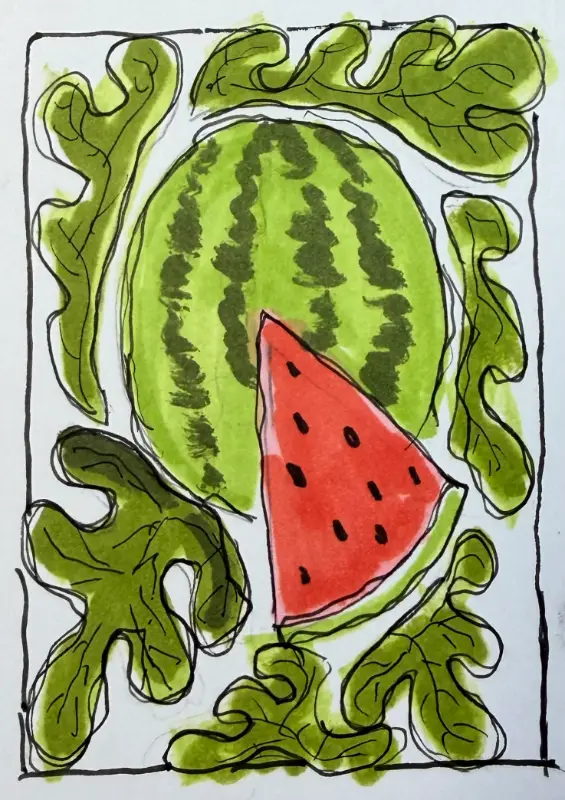 Watermelon aceo art card