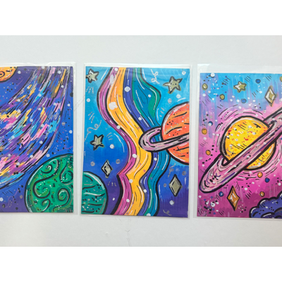 Saturn Planet aceo art card thumbnail 3
