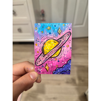 Saturn Planet aceo art card thumbnail 1