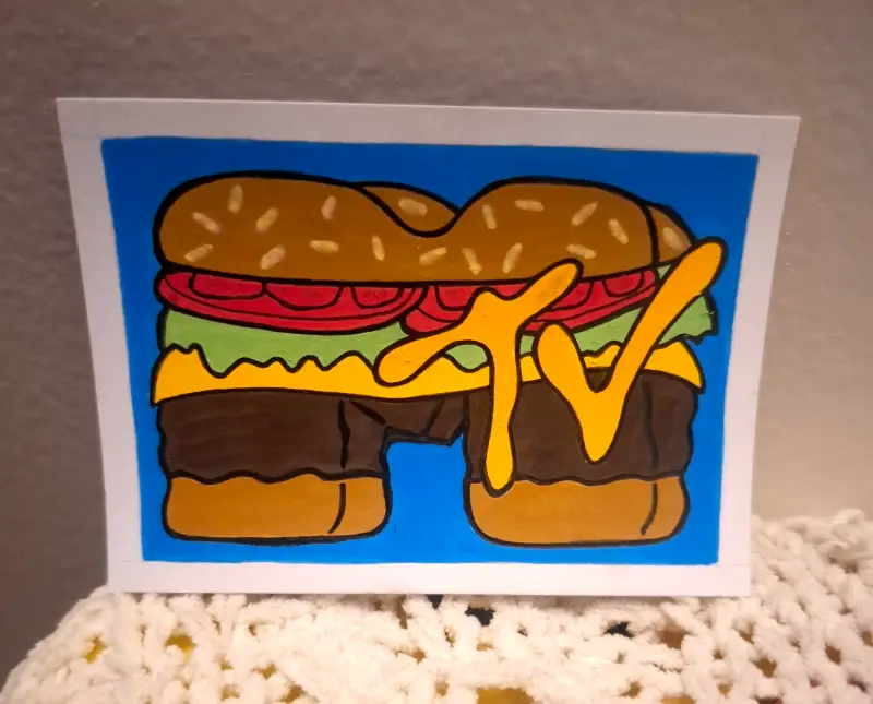 Burger TV aceo art card
