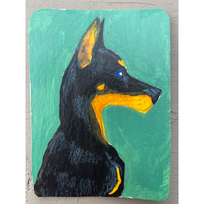 Dog Due East aceo art card thumbnail 1
