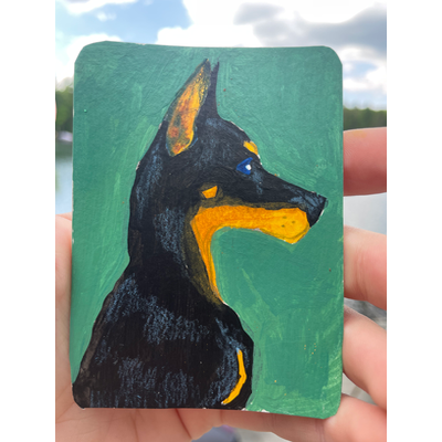 Dog Due East aceo art card thumbnail 2
